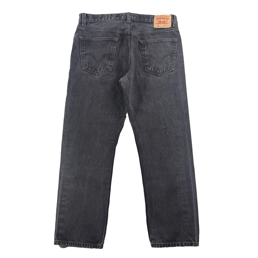 Levi's 505 Jeans Mens 36x30 Gray Charcoal Wash Regular Straight Denim‎ Pants